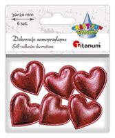 dekoracje materiałowe samoprzylepne serca 6 szt titanum