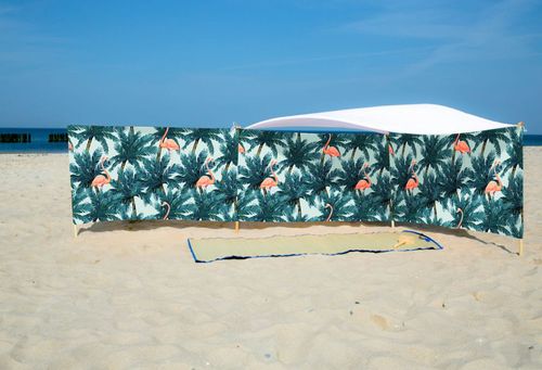 PARAWAN PLAŻOWY Palmy i flamingi z indywidualnym napisem 5 PANELI 63.5 na Arena.pl