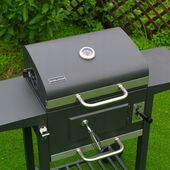 GRILL OGRODOWY WĘGLOWY Z POKRYWĄ I PÓŁKAMI VL14 SZARY + SZCZYPCE