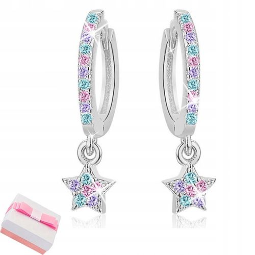 KOLCZYKI SREBRNE DLA DZIEWCZYNKI WISZĄCE GWIAZDKI NA KOMUNIĘ SREBRO 925 na Arena.pl