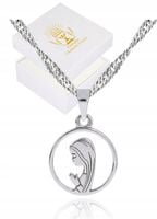 ŁAŃCUSZEK SREBRNY MEDALIK Komunijny Matka Boska na Komunię dla dziewczynki