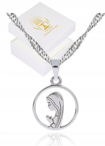 ŁAŃCUSZEK SREBRNY MEDALIK Komunijny Matka Boska na Komunię dla dziewczynki na Arena.pl