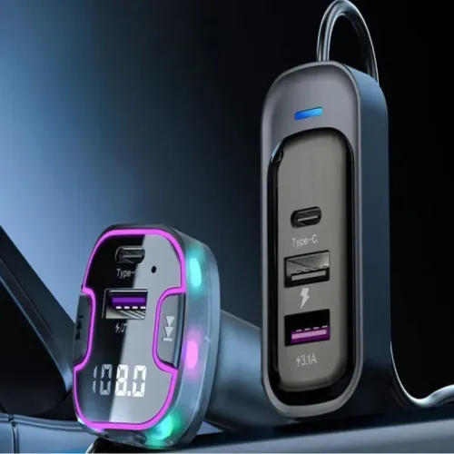 Transmiter bluetooth samochodowy fm 3x usb typ c adapter ładowarka na Arena.pl