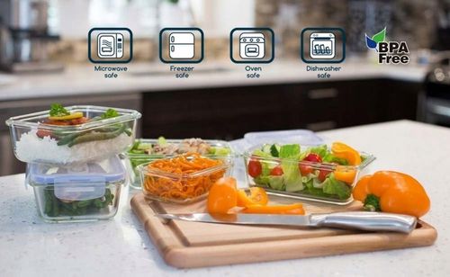 LUNCHBOX POJEMNIK SZKLANY NA ŻYWNOŚĆ 3-komorowy śniadaniówka 1050 ml na Arena.pl