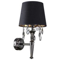Kinkiet LAMPA ścienna VIGO LP-0412/1W BK Light Prestige abażurowa OPRAWA z kryształkami glamour crystal chrom czarna