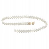 Pasek perełki na gumce kolor złoty kokardka z małymi perełkami i perełką