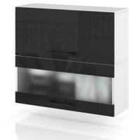 Szafka Kuchenna Wisząca Witryna Klapowa 80cm Spremium Czarny Połysk