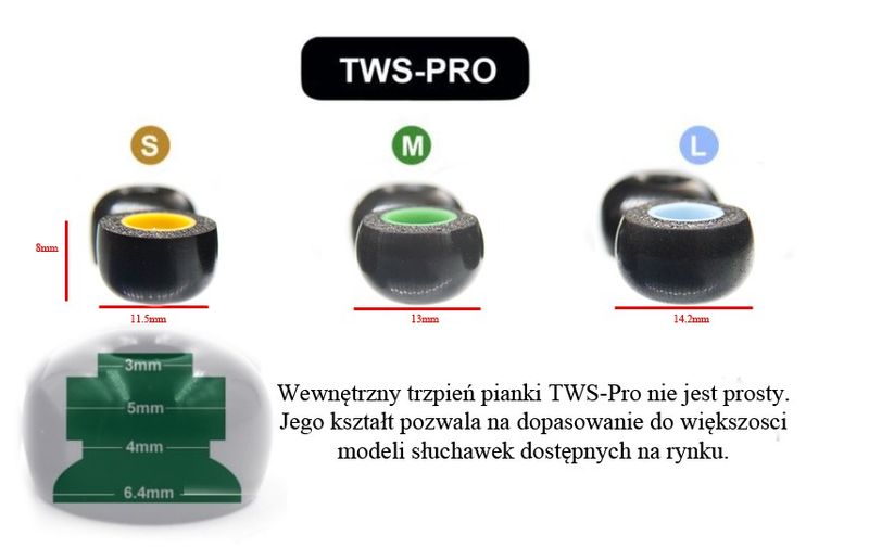 pianki TWS-Pro do słuchawek S,M,L zdjęcie 2