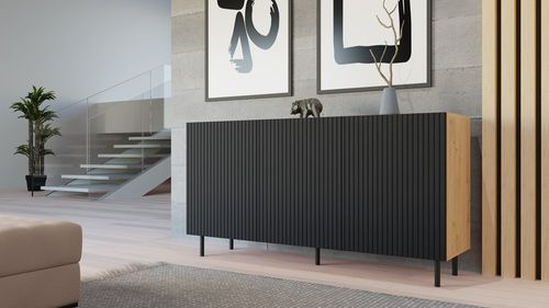 KOMODA KAMA 3 DRZWI SLIM ARTISAN/CZERŃ KOMPLET na Arena.pl