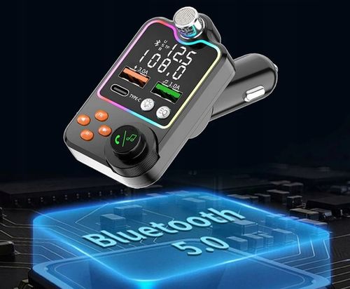 TRANSMITER FM ZESTAW GŁOŚNOMÓWIĄCY BT 5.0 ŁADOWANIE QC 3x USB PD RGB na Arena.pl