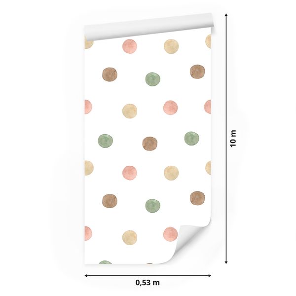 Tapeta Ścienna Do Pokoju Dziecka KROPECZKI Groszki Akwarele Styl Boho zdjęcie 4