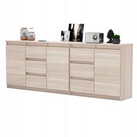 Komoda Dąb Sonoma 6 szuflad 3 drzwi Duza Komoda 200 cm ZESTAW do