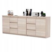 Komoda Dąb Sonoma 6 szuflad 3 drzwi Duza Komoda 200 cm ZESTAW do