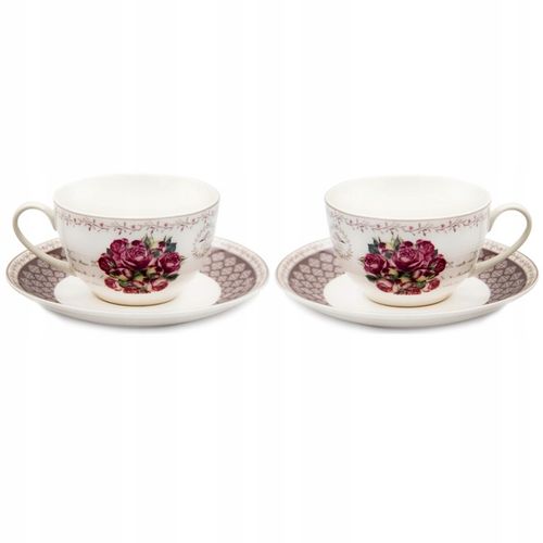 KOMPLET filiżanek 270ml ze spodkiem 2+2 BELLA FIORE zestaw kawowy na Arena.pl