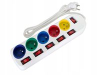 Listwa Zasilająca Przeciwprzepięciowa 5-Gn Przedłużacz Wyłączniki 3m