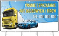 BANER REKLAMOWY 100x50cm gotowy projekt PRANIE AUT TIRÓW plandeka