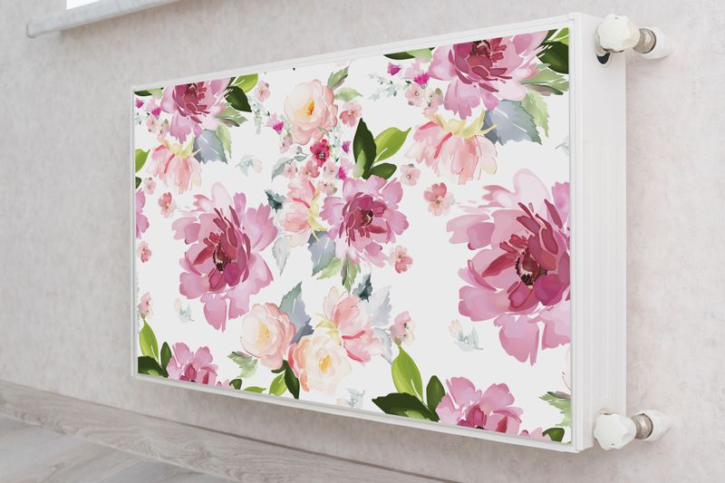 Mata MAGNETYCZNA Na Kaloryfer Akwarelowe Kwiaty Liście 80cm x 60cm zdjęcie 4