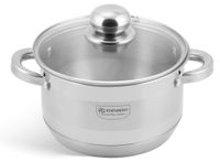 GARNEK Stalowy GRUBE 7x DNO z POKRYWKĄ 2,6L 18cm INDUKCJA Gaz 3004