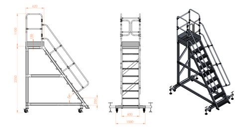 Drabina magazynowa podest jezdny HIGHER 87PRO 8708 8 stopni + podest na Arena.pl