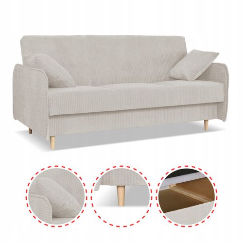 Kanapa sofa Alvo rozkładana wersalka funkcja spania pojemnik Family szara na Arena.pl