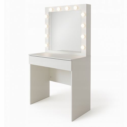 TOALETKA KOSMETYCZNA LED Z LUSTREM BIAŁA PODŚWIETLENIE SNOWY BIAŁA na Arena.pl