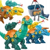 ZESTAW KLOCKI KONSTRUKCYJNE DINOZAURY DO SKRĘCENIA 3 SZT ŚRUBOKRĘT WOOPIE