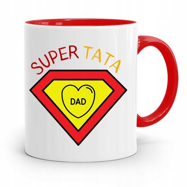 Kubek Czerwony Dla Taty Ojca Super Tata Prezent Z Nadrukiem Ze Zdjęciem zdjęcie 1