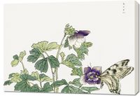 Obraz 100x70cm Motyl z Kwiatem Morimoto Toko Japoński Vintage do Salonu