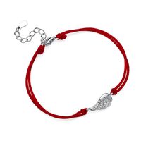 Bransoletka szczęścia celebrytka skrzydło anioła wing bawełna cyrkonie srebro 925 Z1631B_R