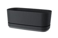 Doniczka plastikowa z podstawką osłonka 29x13 cm mat antracytowa prążkowana