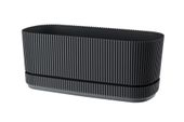 Doniczka plastikowa z podstawką osłonka 29x13 cm mat antracytowa prążkowana