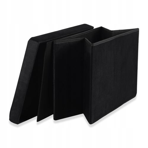 Pufa ze Schowkiem Skrzynia Welurowa Pojemnik Ława Do Salonu Czarna - na Arena.pl