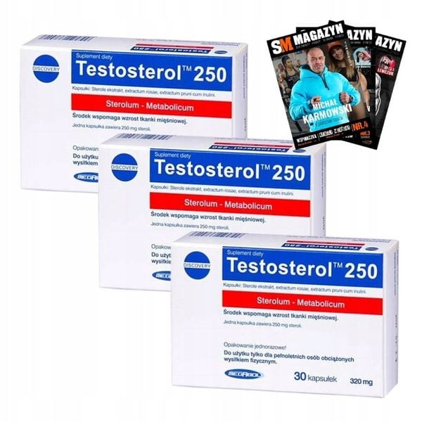 MEGABOL SILNY TESTOSTEROL 250 3x30 kaps 90 KAPSUŁEK TESTOSTERON WYDOLNOŚĆ zdjęcie 1