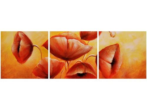 70 90CM OBRAZ 3 ELEM CZERWONE MAKI ŚCIENNY DRUK PŁÓTNO na Arena.pl