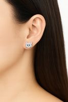 Kolczyki srebrne kotki dla dziewczynki srebro próba 925 wkrętki sztyfty