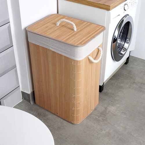 Kosz Łazienkowy Pojemnik na Pranie Odzież Bieliznę Bambusowy Drewniany 70L na Arena.pl