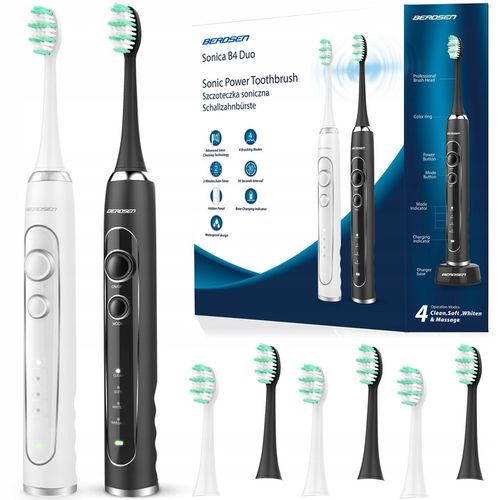 2x SZCZOTECZKA SONICZNA ELEKTRYCZNA DO ZĘBÓW ZESTAW BERDSEN DUO 6 na Arena.pl