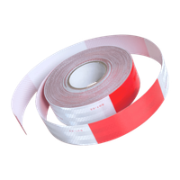 TAŚMA P2824C 50mm/50m ODBLASKOWA, MIKROPRYZMATYCZNA, 1-STR LEPNA, BIAŁO-CZERWONA KONTUROWA, DOT-C2