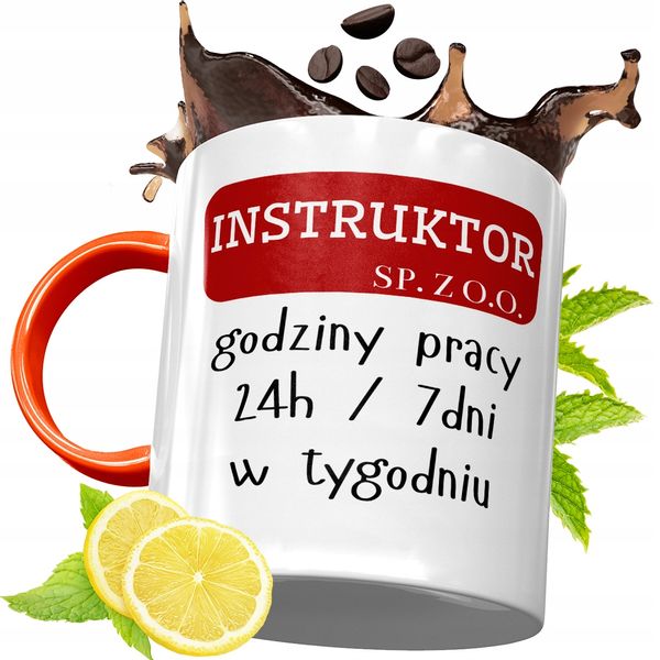 Kubek Pomarańczowy Dla Instruktora Prezent Z Nadrukiem Ze Zdjęciem zdjęcie 1