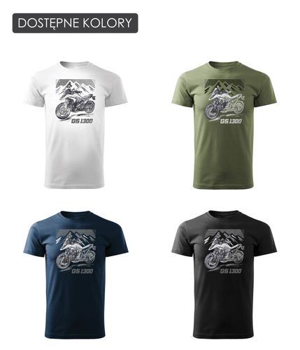 Koszulka motocyklowa z motocyklem na motor BMW GS R 1300 kolekcjonerska męska biała REGULAR S na Arena.pl