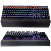 KLAWIATURA MECHANICZNA GAMINGOWA PODŚWIETLANA RGB Z PODPÓRKĄ POD NADGARSTKI