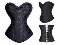 Gorset wiązany MODELUJĄCY talię + stringi WYSZCZUPLAJĄCY czarny M