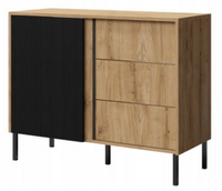 Nowoczesna Komoda Dąb Odwieczny + Czarny 100 cm ZUZIA JR - 2 Kolory