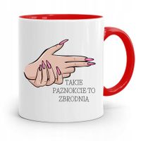 Kubek Czerwony Dla Kosmetyczki Takie Paznokcie Z Nadrukiem Ze Zdjęciem