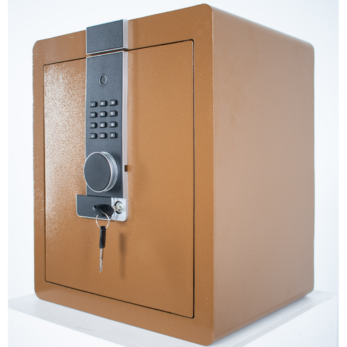 Pancerny Domowy Sejf Biometryczny Na Odcisk Palca 45x38x32 cm Brązowy na Arena.pl