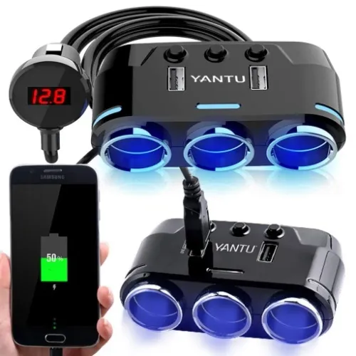 ROZDZIELACZ GNIAZDA ZAPALNICZKI 12V/24V ŁADOWARKA 3.1A + WOLTOMIERZ na Arena.pl