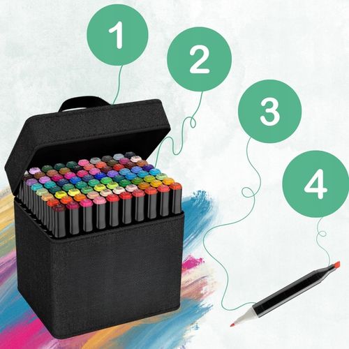 MARKERY ALKOHOLOWE 80 SZTUK PISAKI DWUSTRONNE MAZAKI FLAMASTRY + ETUI TORBA na Arena.pl