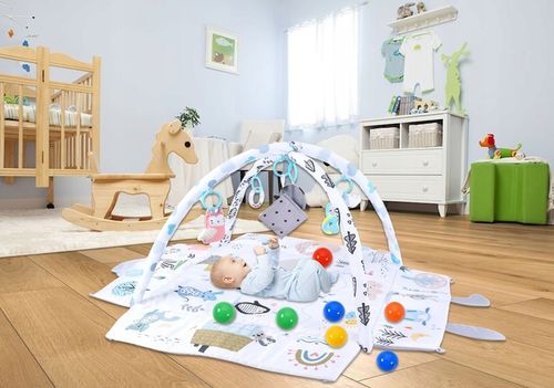 Duża Mata Edukacyjna Miękka Interaktywna 4w1 Poduszka Minky 20 piłek na Arena.pl