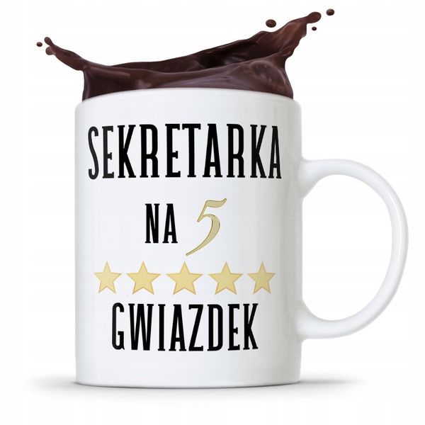 Kubek Prezent Dla Sekretarki Na 5 Gwiazdek Z Nadrukiem Ze Zdjęciem zdjęcie 1