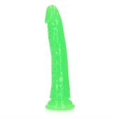 slim realistic dildo with suction cup   glow in the dark   8 / 20 cm